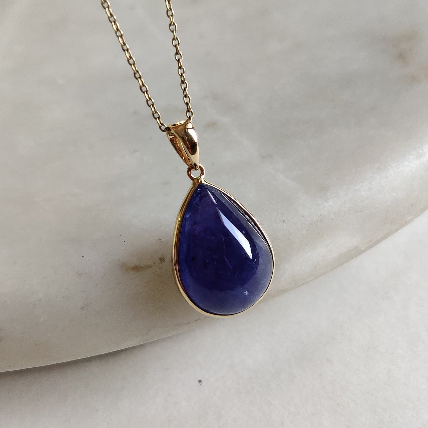 Natural Tanzanite Pendant, 14K Solid Gold Tanzanite Pendant, Yellow Gold Pear Shape Bezel Pendant, Tanzanite Jewelry, December Birthstone