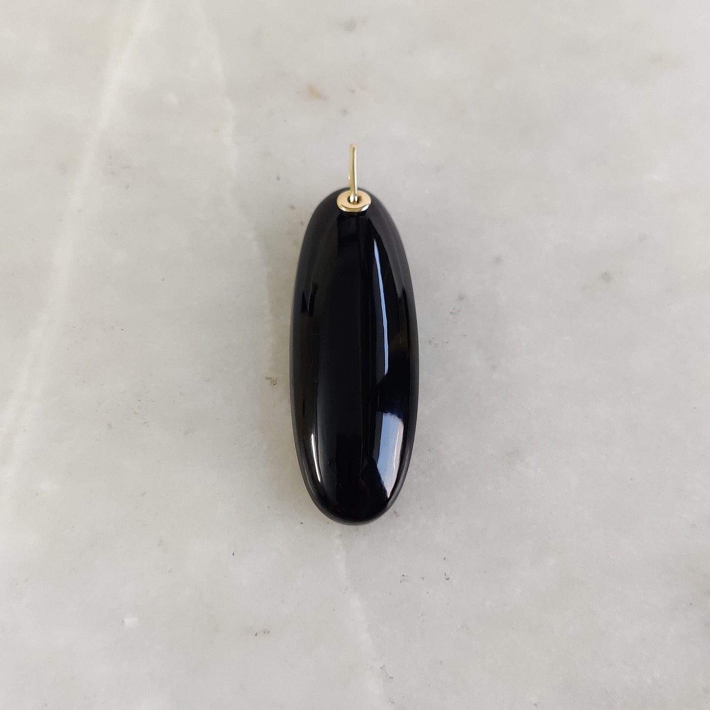 Natural Black Onyx Pendant, 14K Solid Yellow Gold Black Onyx Pendant, December Birthstone Pendant, Christmas Present, Onyx Jewelry