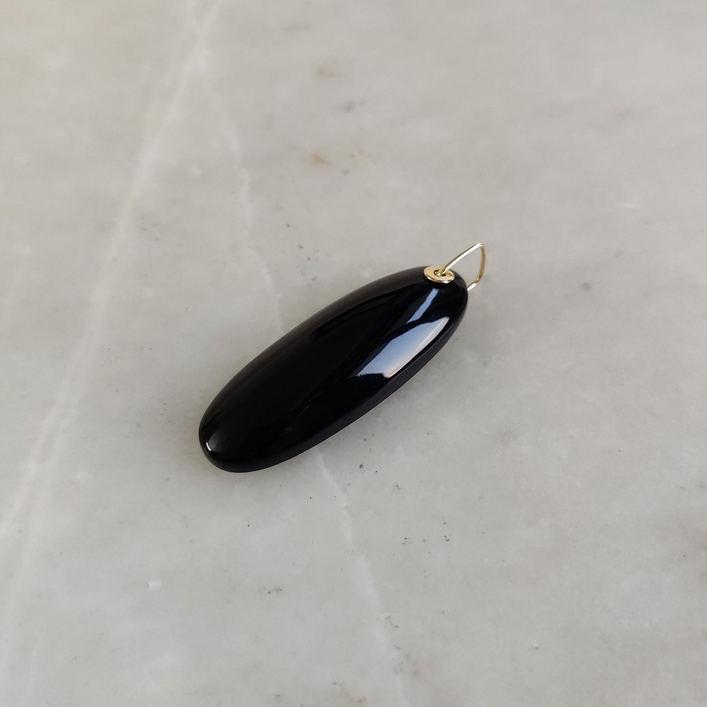 Natural Black Onyx Pendant, 14K Solid Yellow Gold Black Onyx Pendant, December Birthstone Pendant, Christmas Present, Onyx Jewelry