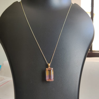 Natural Ametrine Pendant, 14K Solid Yellow Gold Ametrine Pendant, Amethyst & Citrine Pendant, February Birthstone Pendent, Christmas Present