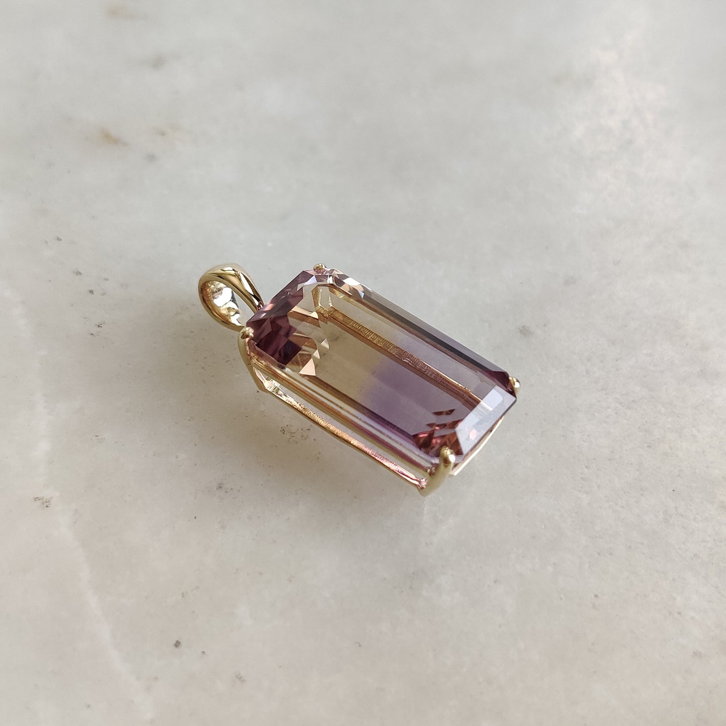 Natural Ametrine Pendant, 14K Solid Yellow Gold Ametrine Pendant, Amethyst & Citrine Pendant, February Birthstone Pendent, Christmas Present