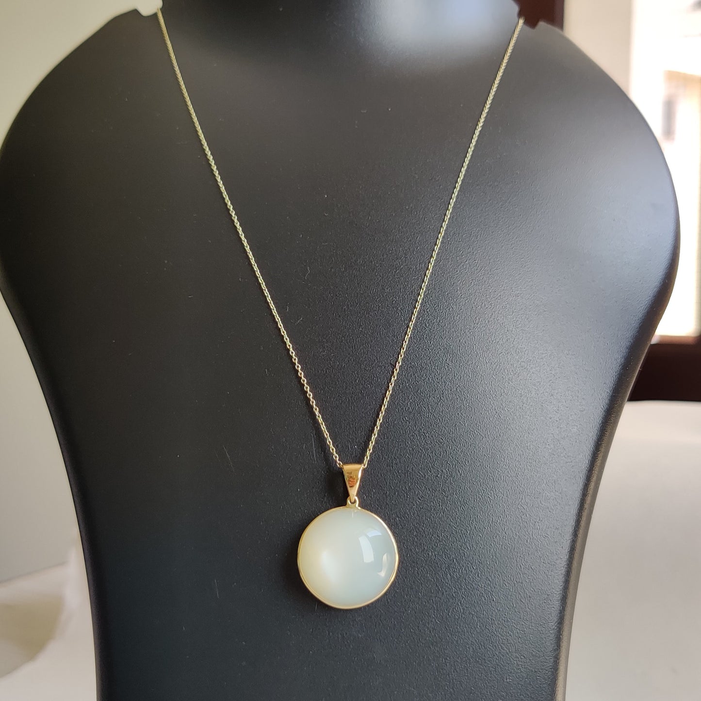 Natural White Moonstone Pendant, 14K Solid Yellow Gold Moonstone Pendant, June Birthstone, Christmas Gift, Bezel Pendant, Moonstone Jewelry