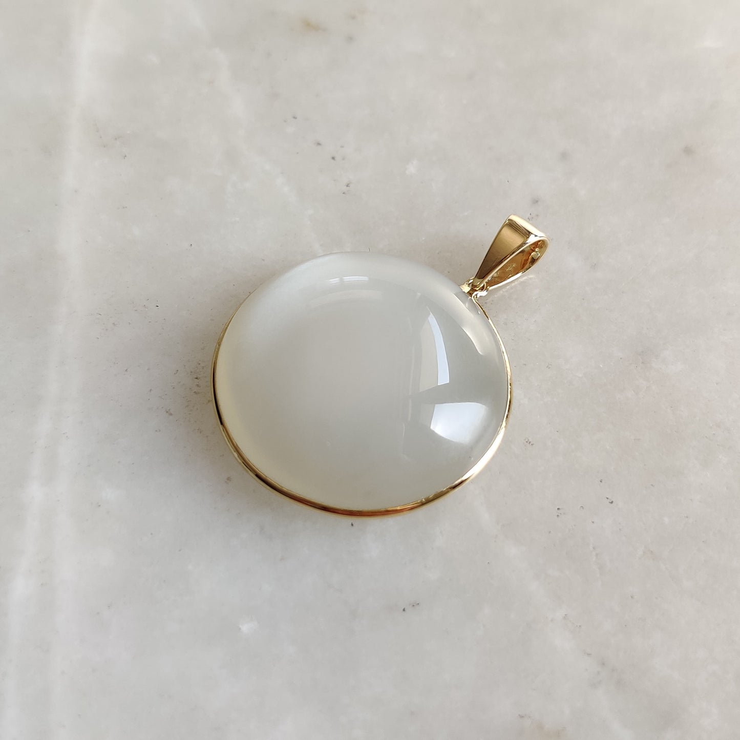 Natural White Moonstone Pendant, 14K Solid Yellow Gold White Moonstone Pendant, June Birthstone, Valentine Gift, White Moonstone Jewelry