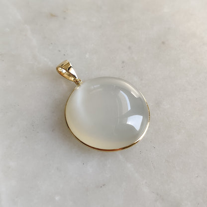 Natural White Moonstone Pendant, 14K Solid Yellow Gold White Moonstone Pendant, June Birthstone, Valentine Gift, White Moonstone Jewelry