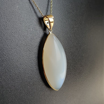 Natural White Moonstone Pendant, 14K Solid Yellow Gold White Moonstone Pendant, June Birthstone, Anniversary Gift, White Moonstone Jewelry