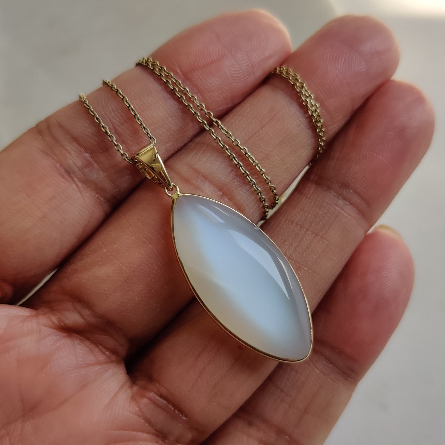 Natural White Moonstone Pendant, 14K Solid Yellow Gold White Moonstone Pendant, June Birthstone, Anniversary Gift, White Moonstone Jewelry