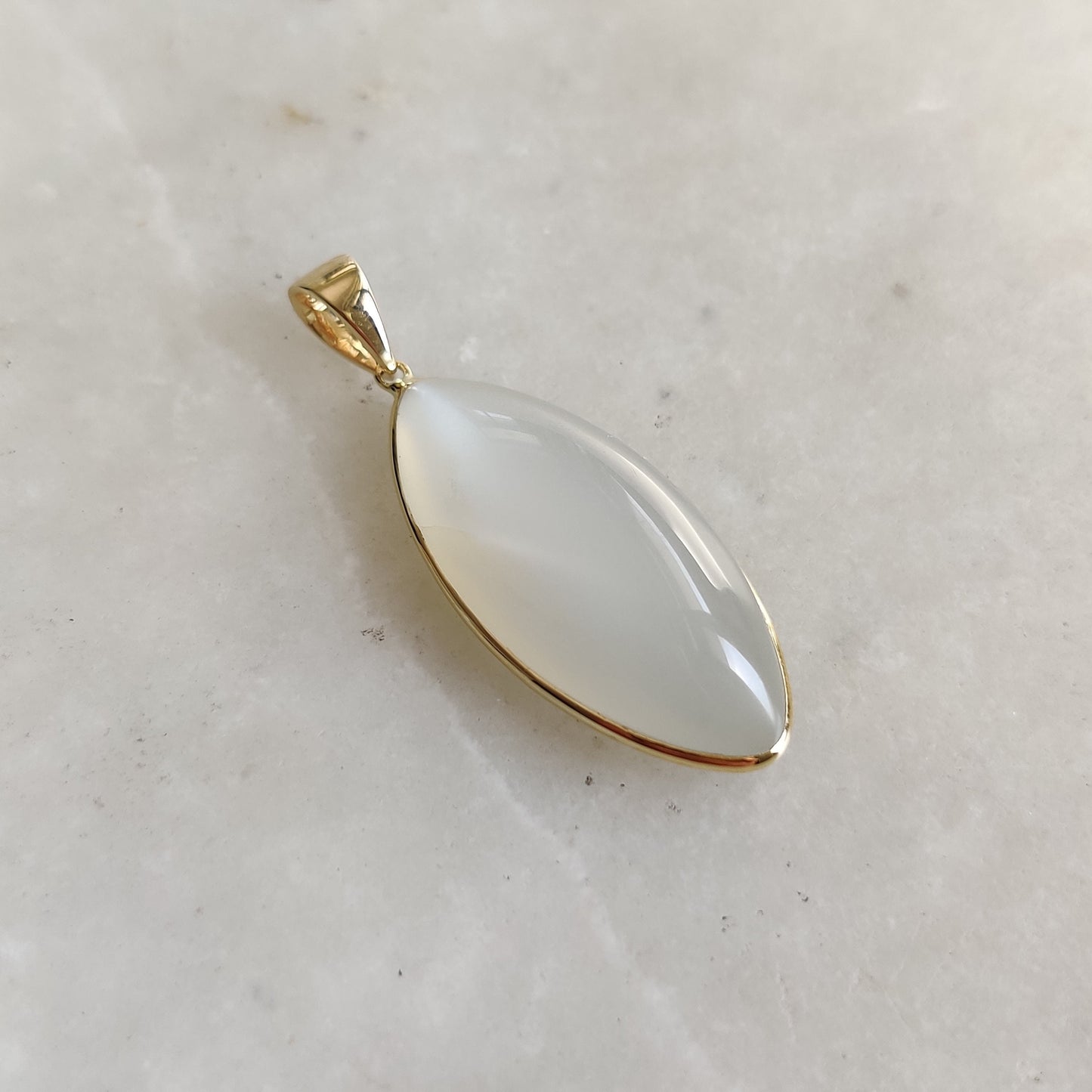 Natural White Moonstone Pendant, 14K Solid Yellow Gold White Moonstone Pendant, June Birthstone, Anniversary Gift, White Moonstone Jewelry