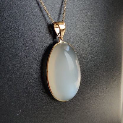 Natural White Moonstone Pendant, 14K Solid Yellow Gold White Moonstone Pendant, June Birthstone, Christmas Gift, White Moonstone Jewelry