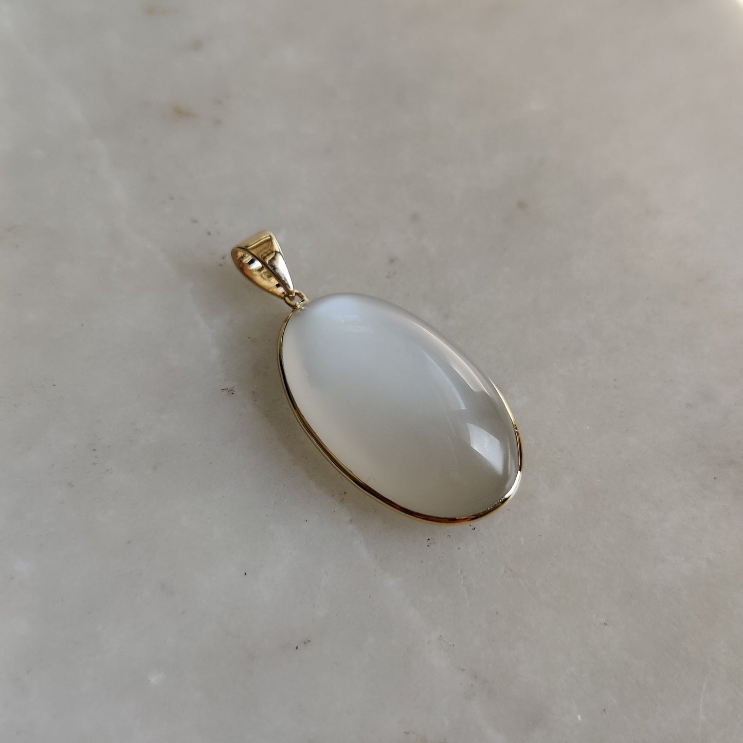 Natural White Moonstone Pendant, 14K Solid Yellow Gold White Moonstone Pendant, June Birthstone, Christmas Gift, White Moonstone Jewelry