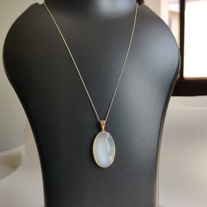 Natural White Moonstone Pendant, 14K Solid Yellow Gold White Moonstone Pendant, June Birthstone, Christmas Gift, White Moonstone Jewelry