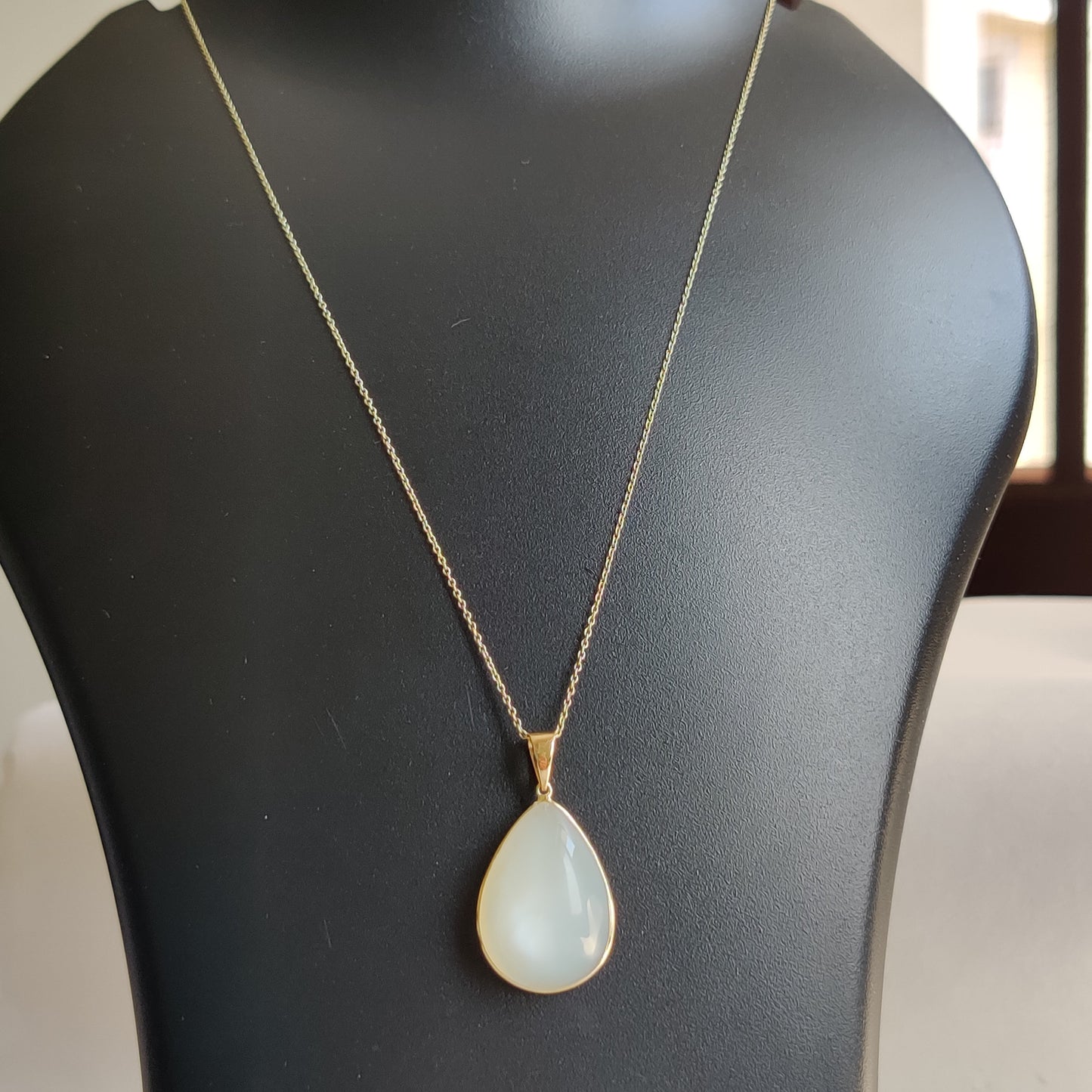 Natural White Moonstone Pendant, 14K Solid Yellow Gold Moonstone Pendant, Solid Gold Pendant Necklace, June Birthstone, Christmas Gift