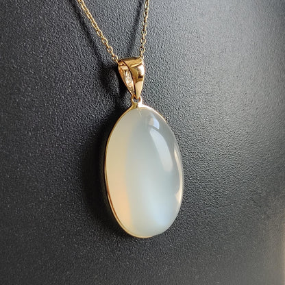 Natural White Moonstone Pendant, 14K Solid Yellow Gold White Moonstone Pendant, June Birthstone Pendant, Moonstone Jewelry, Christmas Gift