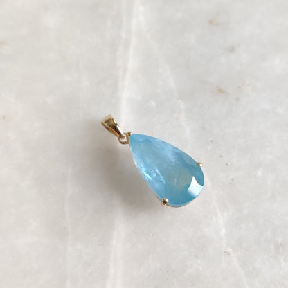 Natural Aquamarine Pendant, 14K Solid Yellow Gold Aquamarine Pendant, March Birthstone, Prong Pendent, Aquamarine Jewelry, Christmas Present