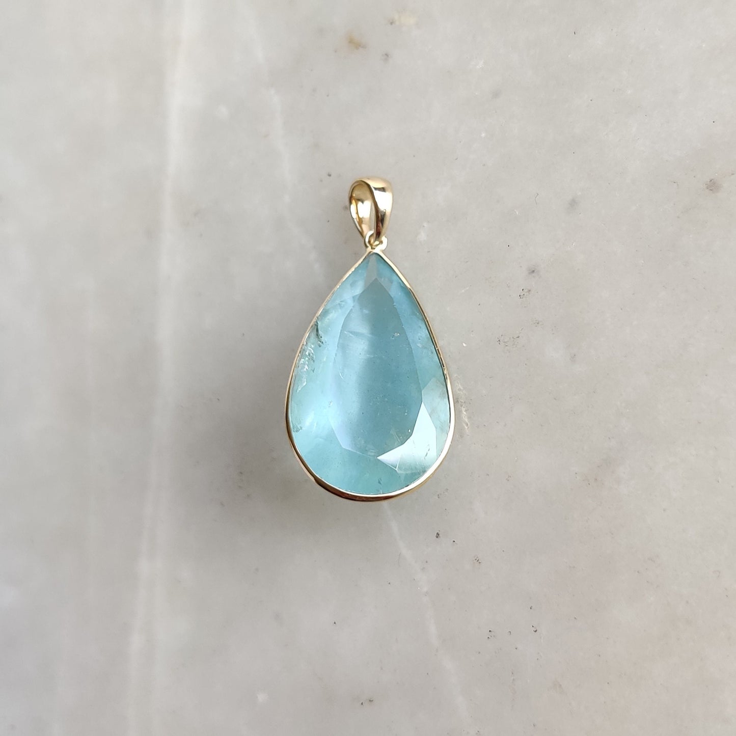 Natural Aquamarine Pendant, 14K Solid Gold Pendant Necklace, Solid Gold Pendant, March Birthstone, Aquamarine Jewelry, Christmas Gift