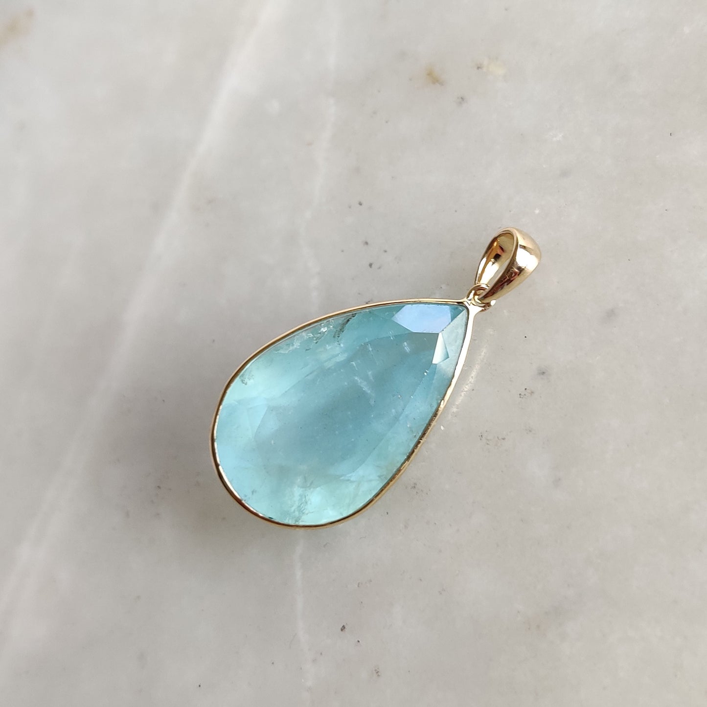 Natural Aquamarine Pendant, 14K Solid Gold Pendant Necklace, Solid Gold Pendant, March Birthstone, Aquamarine Jewelry, Christmas Gift