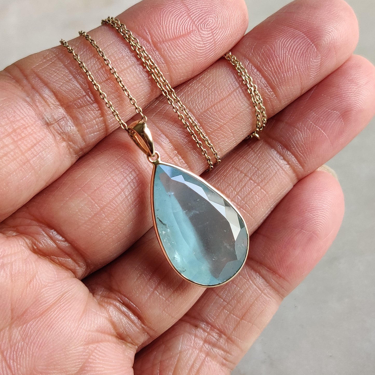 Natural Aquamarine Pendant, 14K Solid Gold Pendant Necklace, Solid Gold Pendant, March Birthstone, Aquamarine Jewelry, Christmas Gift