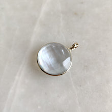 14K Solid Gold Natural Mother of Pearl Doublet Pendant , Round Briolette Quartz
