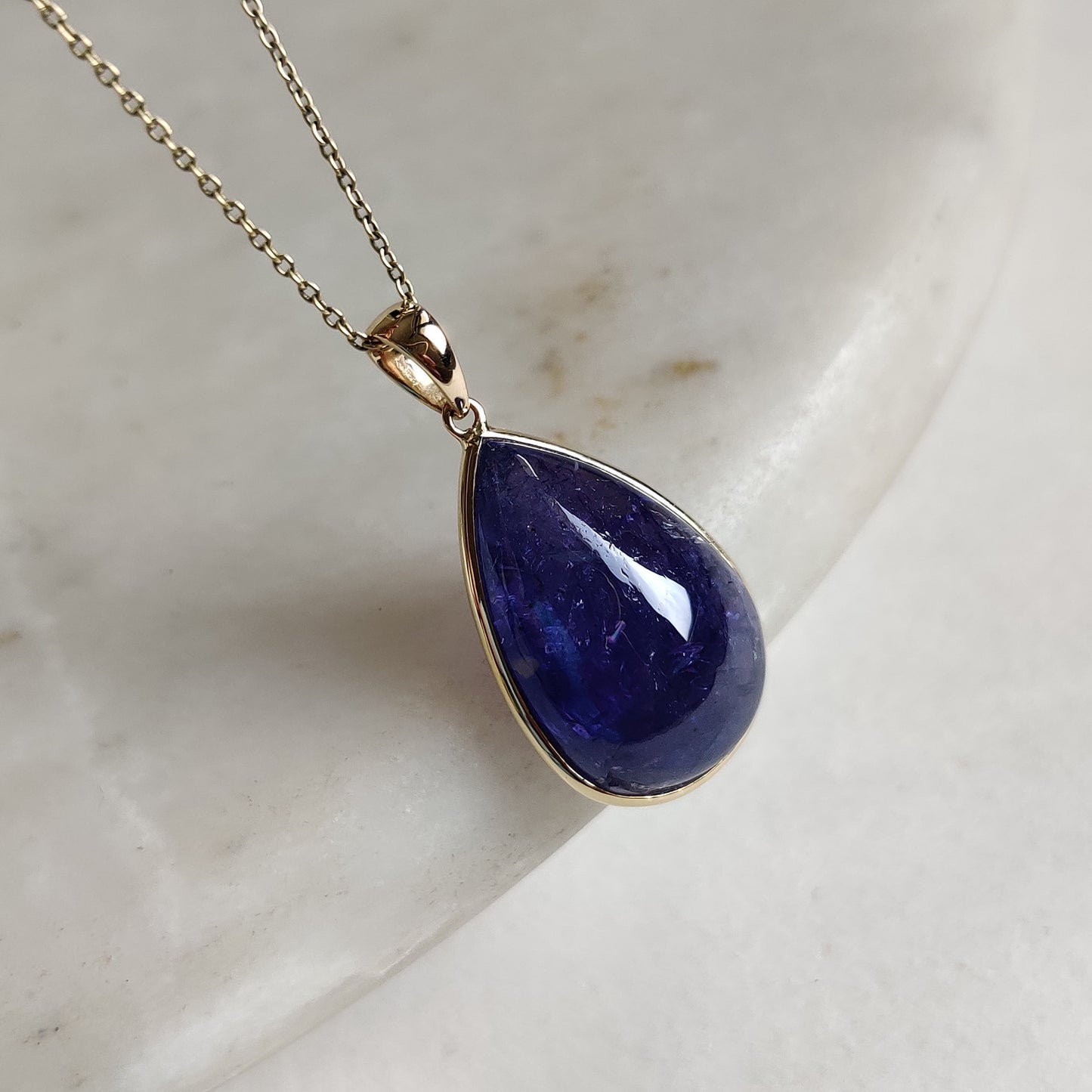 Natural Tanzanite Pendant, 14K Solid Gold Tanzanite Pendant, Yellow Gold Bezel Pendant, Tanzanite Jewelry, December Birthstone