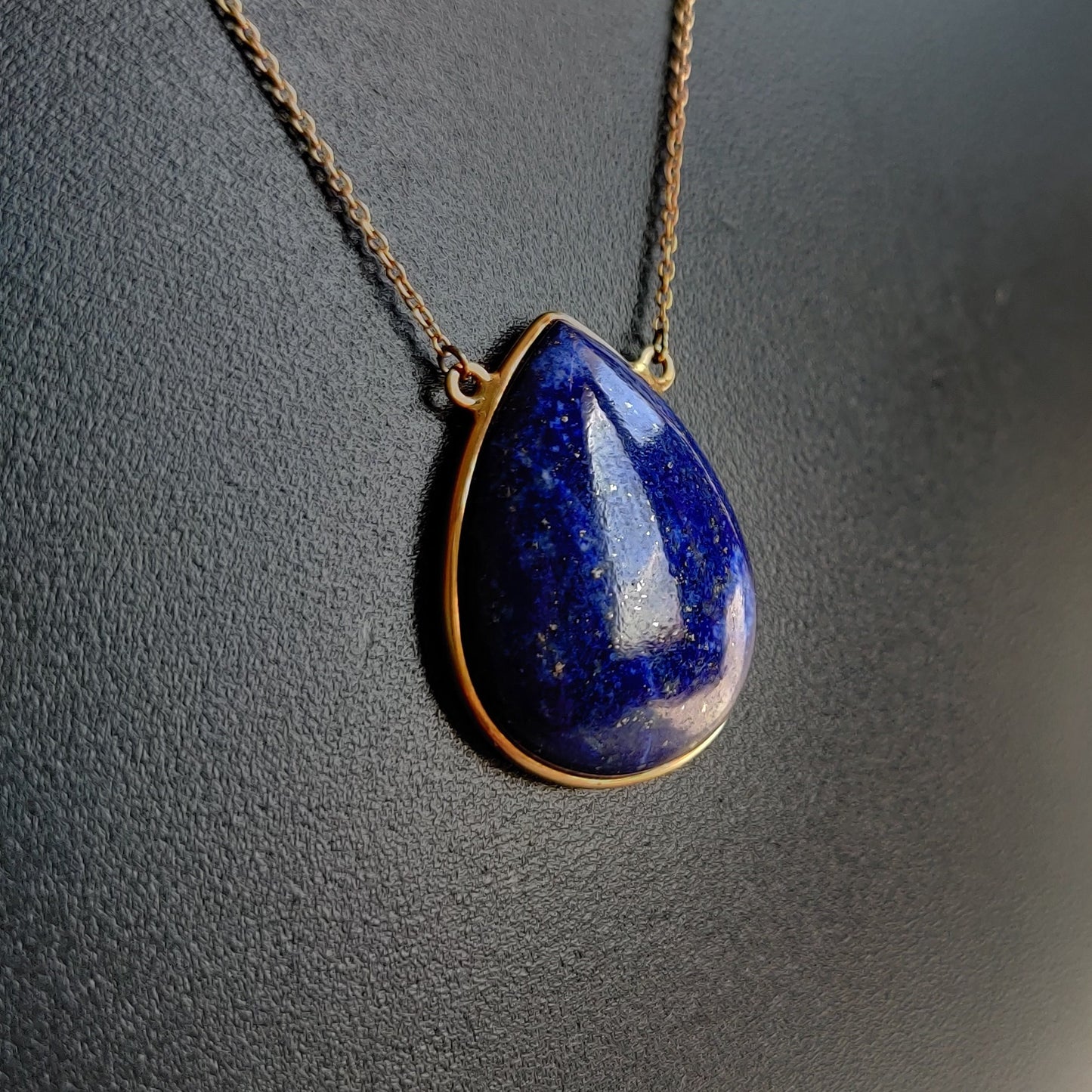 Natural Lapis Lazuli Pendant, 14K Yellow Gold Lapis Lazuli Pendant, Solid Gold Lapis Bezel Pendant, September Birthstone, Christmas Gift