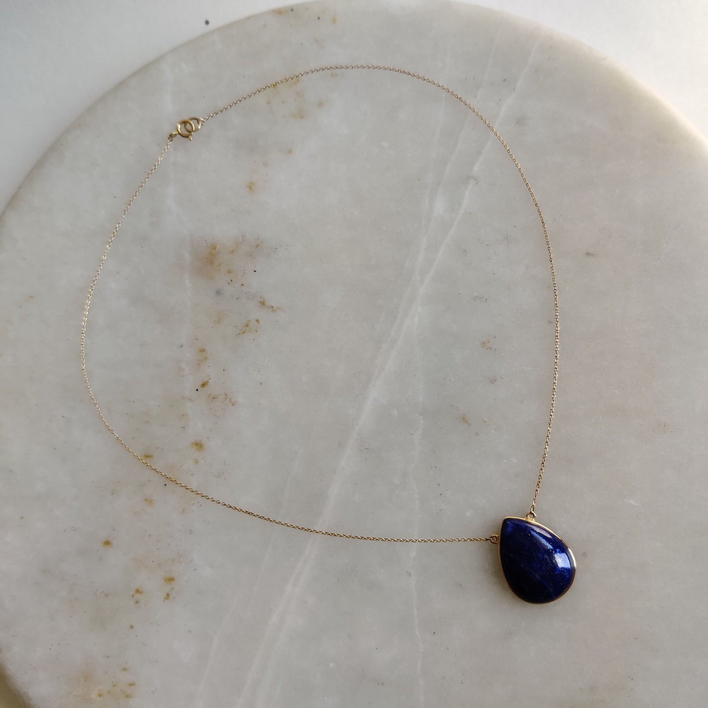 Natural Lapis Lazuli Pendant, 14K Yellow Gold Lapis Lazuli Pendant, Solid Gold Lapis Bezel Pendant, September Birthstone, Christmas Gift