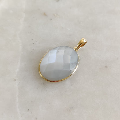 Natural White Moonstone Pendant, 14K Solid Yellow Gold Moonstone Pendant, June Birthstone Pendant, Christmas Present, Moonstone Jewelry