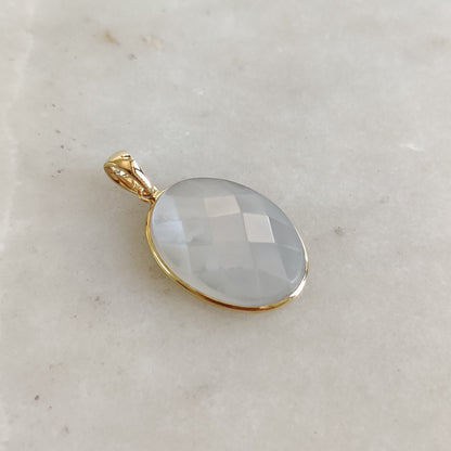 Natural White Moonstone Pendant, 14K Solid Yellow Gold Moonstone Pendant, June Birthstone Pendant, Christmas Present, Moonstone Jewelry