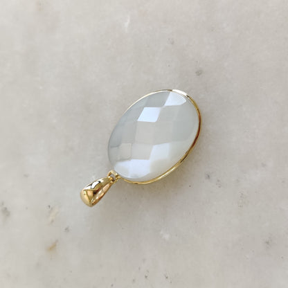 Natural White Moonstone Pendant, 14K Solid Yellow Gold White Moonstone Pendant, June Birthstone, Anniversary Gift, White Moonstone Jewelry