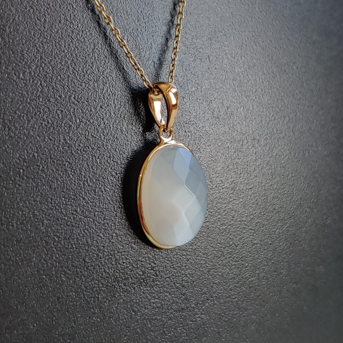 Natural White Moonstone Pendant, 14K Solid Yellow Gold Moonstone Pendant, Bezel Pendant, June Birthstone, Christmas Gift, Moonstone Jewelry