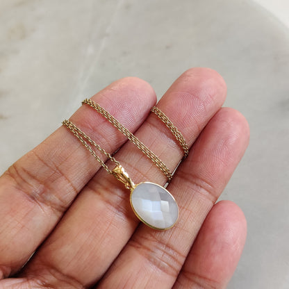 Natural White Moonstone Pendant, 14K Solid Yellow Gold Moonstone Pendant, Bezel Pendant, June Birthstone, Christmas Gift, Moonstone Jewelry