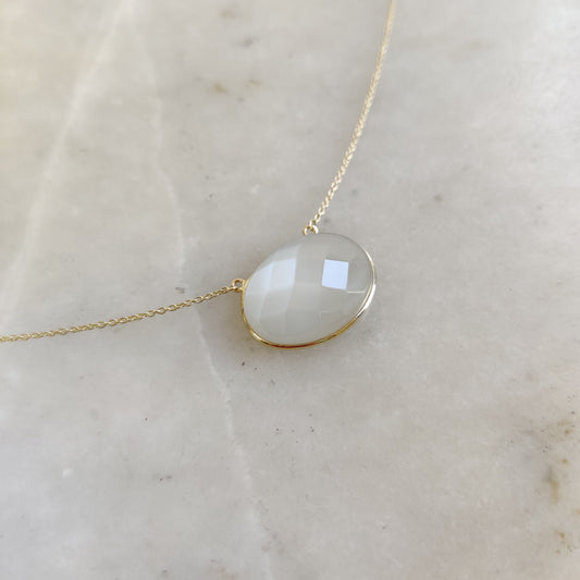 Natural White Moonstone Pendant, 14K Solid Yellow Gold Moonstone Pendant, June Birthstone Pendant, Christmas Gift, Moonstone Jewelry