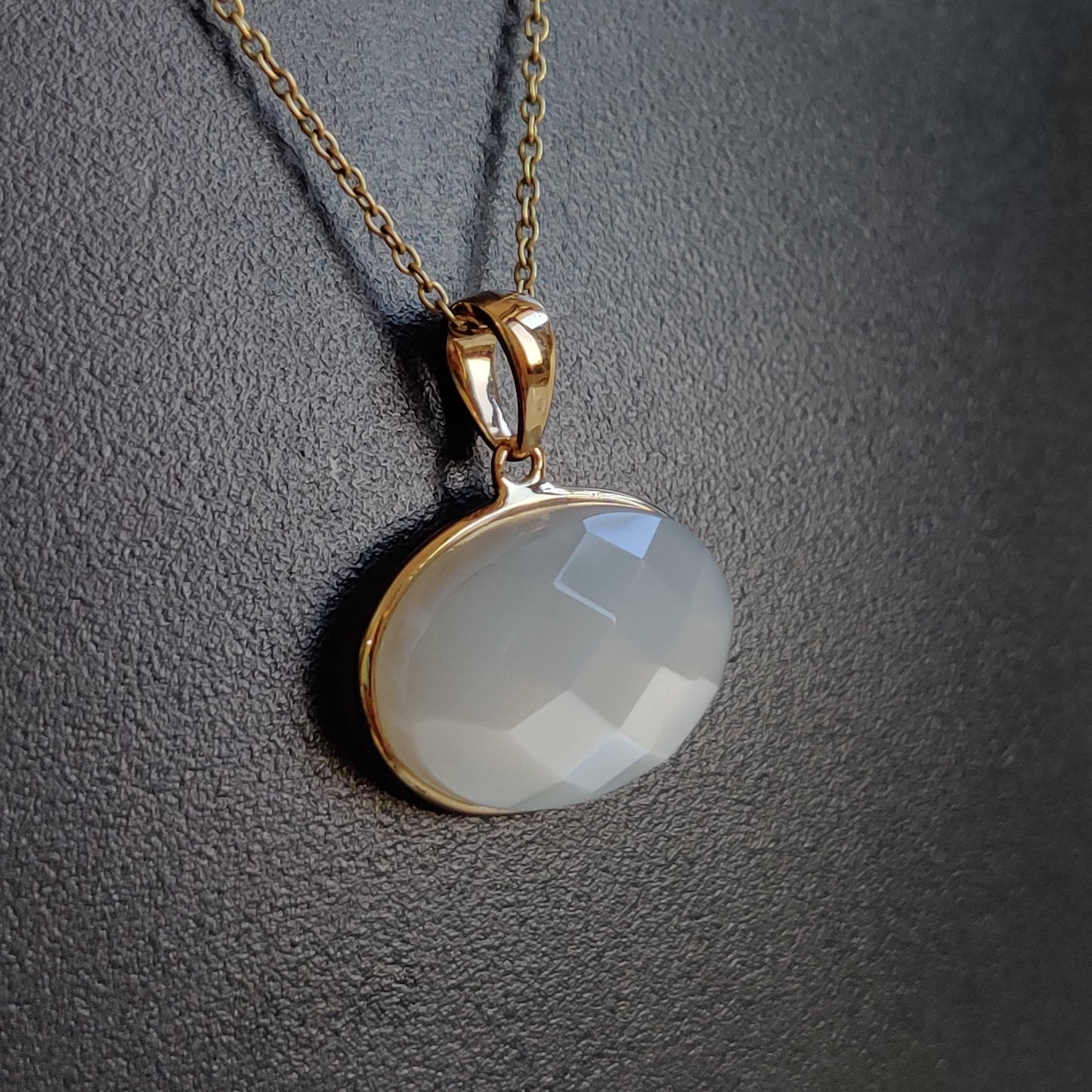 Natural White Moonstone Pendant, 14K Solid Yellow Gold White Moonstone Pendant, Bezel Pendant, June Birthstone, White Moonstone Jewelry