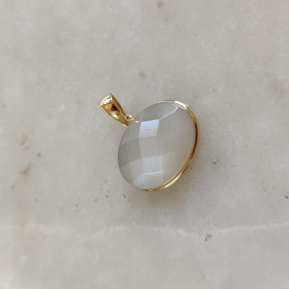 Natural White Moonstone Pendant, 14K Solid Yellow Gold White Moonstone Pendant, Bezel Pendant, June Birthstone, White Moonstone Jewelry