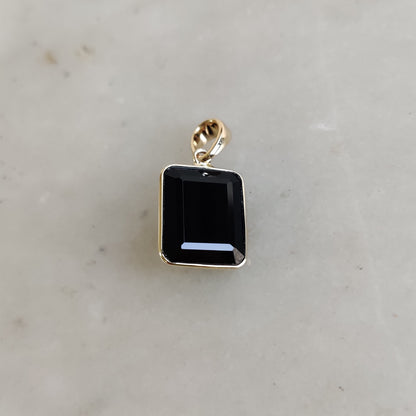 Natural Black Onyx Pendant, 14K Solid Yellow Gold Black Onyx Pendant, December Birthstone, Bezel Pendant, Onyx Jewelry, Christmas Gift