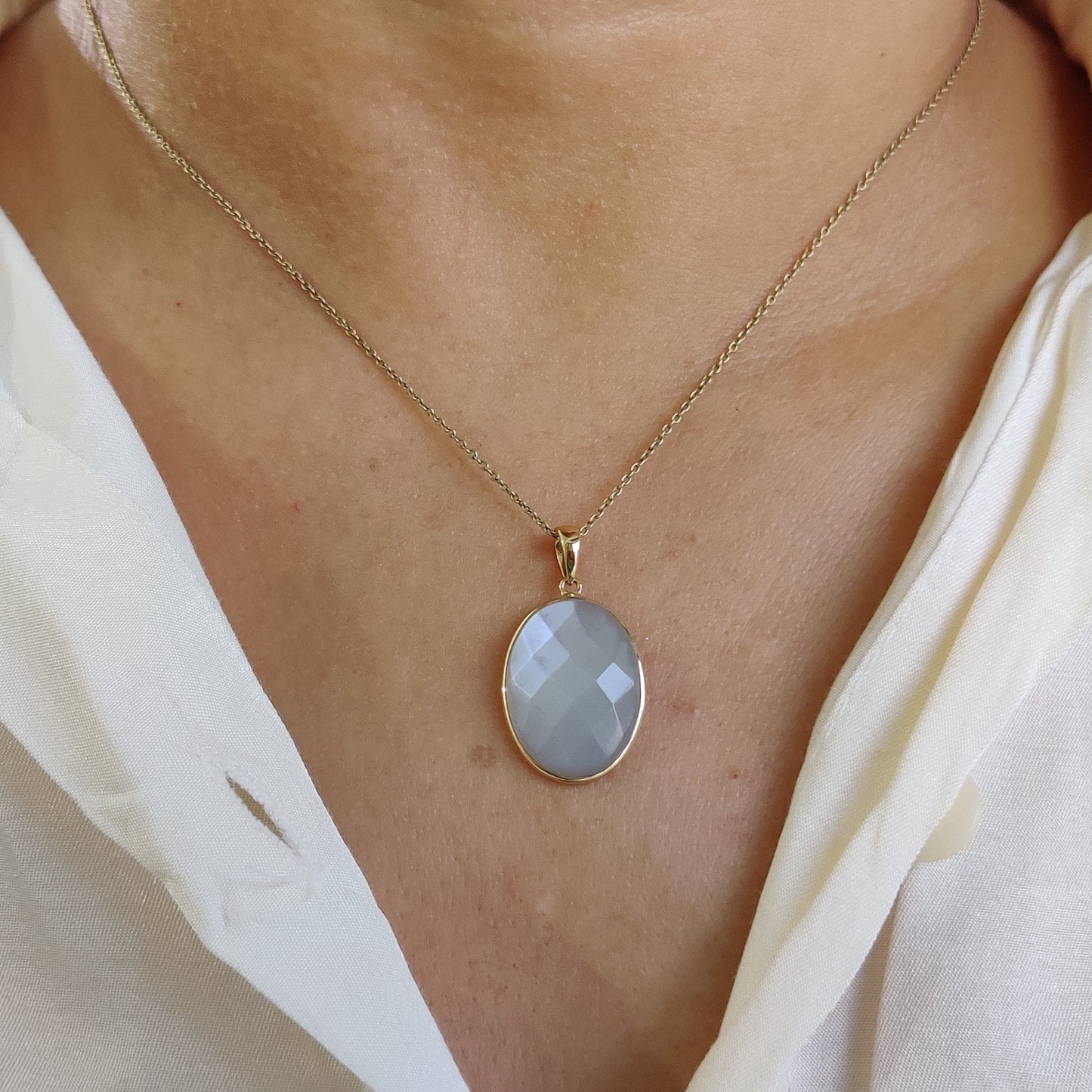 Natural White Moonstone Pendant, 14K Solid Yellow Gold Moonstone Pendant, June Birthstone Pendant, Christmas Present, Moonstone Jewelry