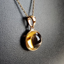 14K Solid Gold Round Natural Citrine Pendant, November Birthstone Jewelry