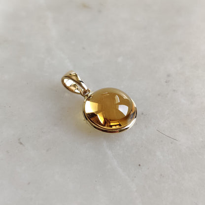 Natural Citrine Pendant, 14K Solid Gold Citrine Pendant, Citrine Round Bezel Pendant, November Birthstone, Christmas Gift, Citrine Jewelry