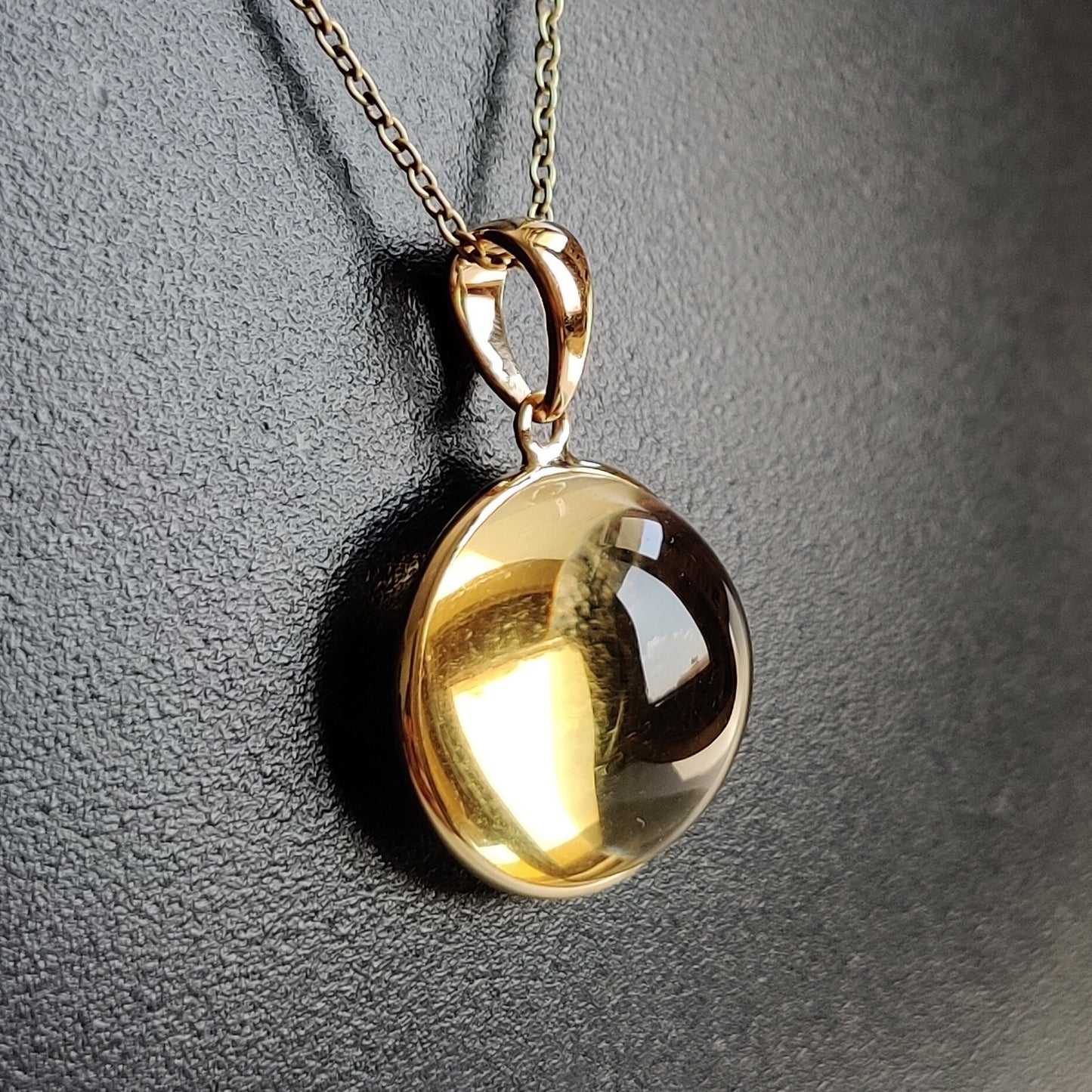 Natural Citrine Pendant, 14K Solid Gold Citrine Pendant, Round Bezel Pendant Necklace, November Birthstone, Christmas Gift, Citrine Jewelry