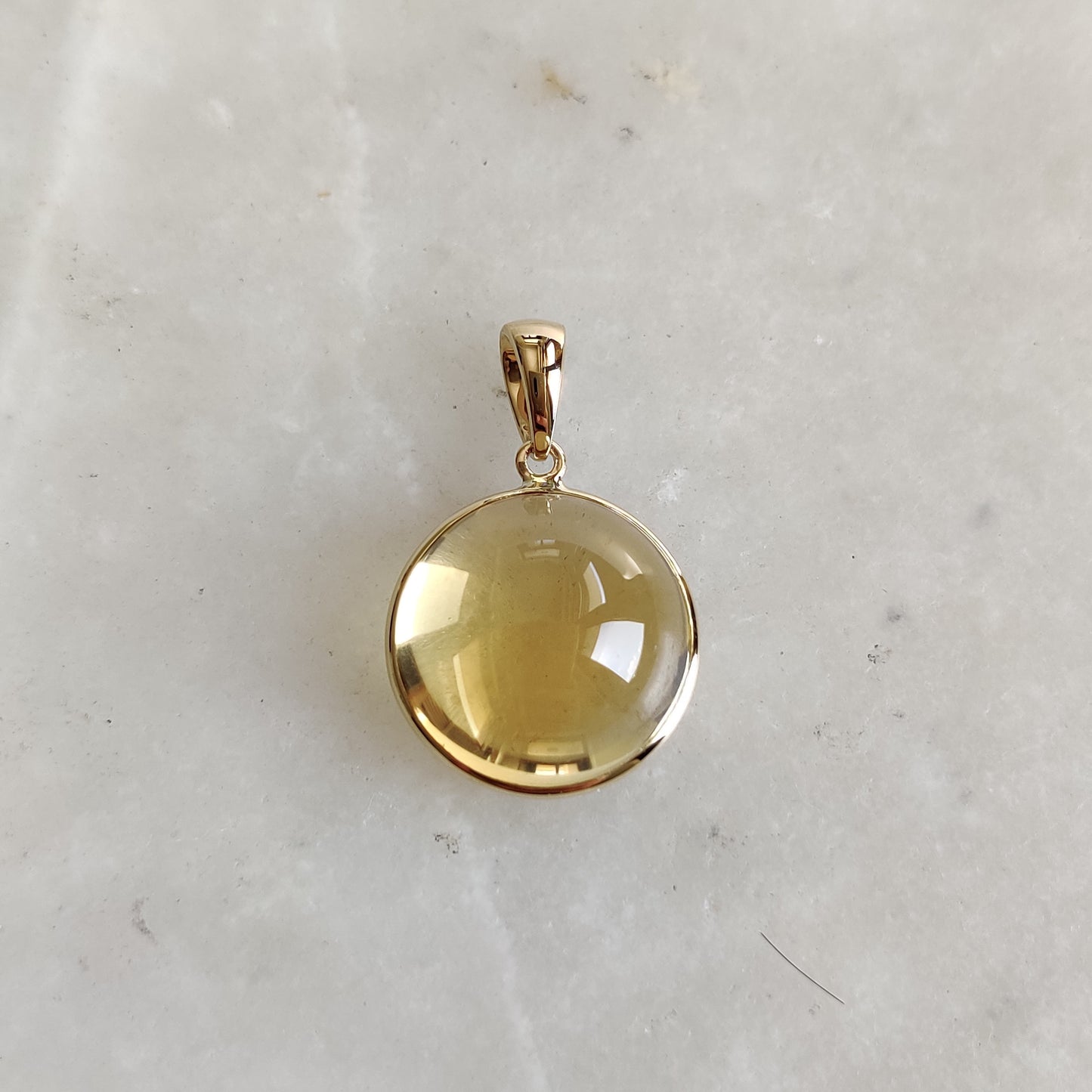 Natural Citrine Pendant, 14K Solid Gold Citrine Pendant, Round Bezel Pendant Necklace, November Birthstone, Christmas Gift, Citrine Jewelry