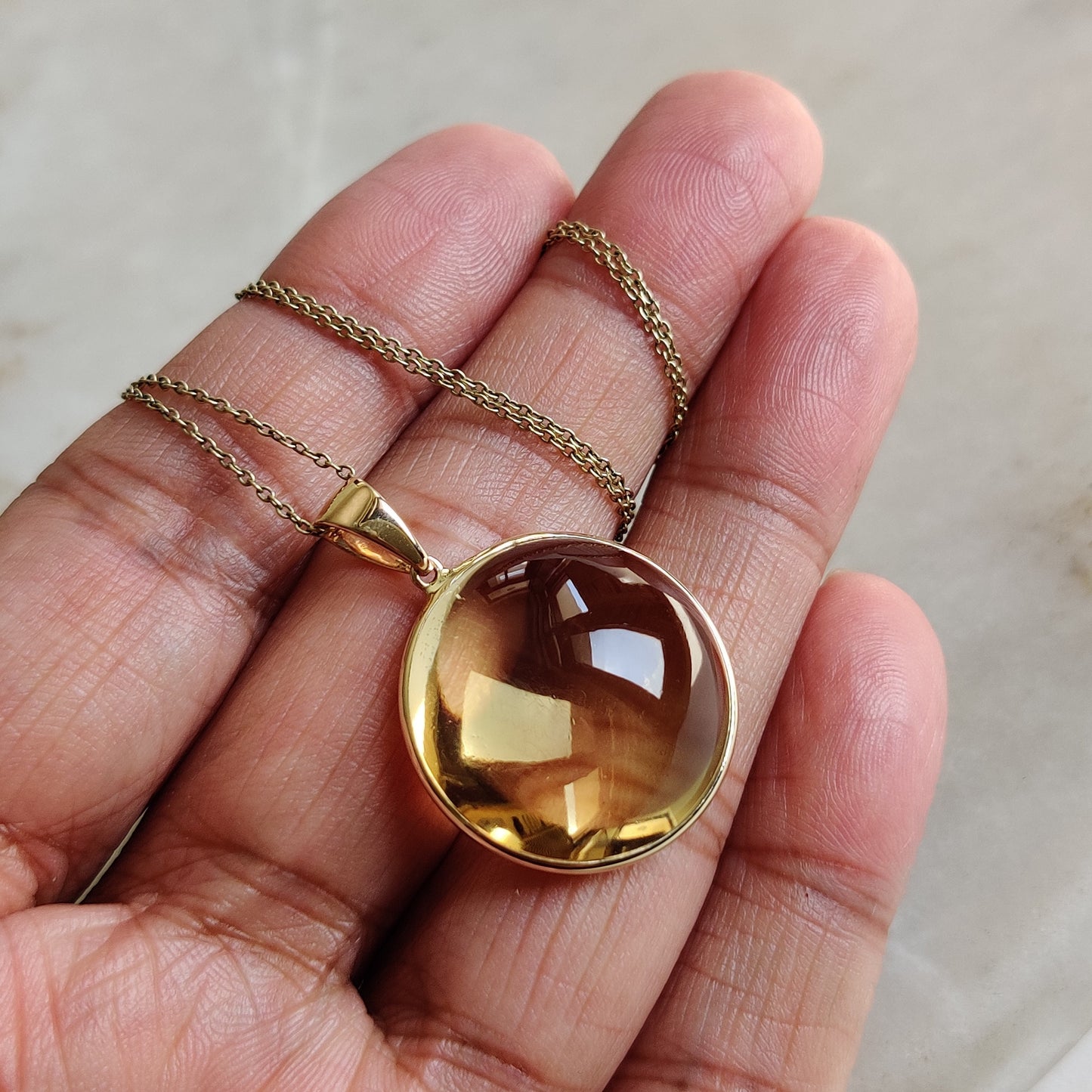 Natural Citrine Pendant, 14K Solid Yellow Gold Citrine Pendant, Round Bezel Pendant, November Birthstone, Christmas Gift, Citrine Jewelry