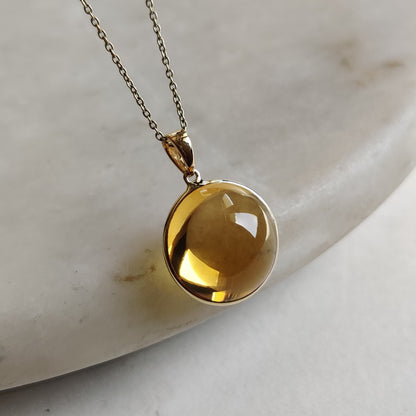 Natural Citrine Pendant, 14K Solid Yellow Gold Citrine Pendant, Citrine Bezel Pendant, November Birthstone, Christmas Gift, Citrine Jewelry