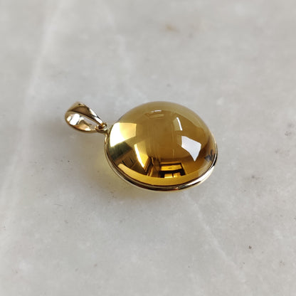 Natural Citrine Pendant, 14K Solid Yellow Gold Citrine Pendant, Citrine Bezel Pendant, November Birthstone, Christmas Gift, Citrine Jewelry