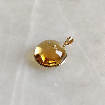 Natural Citrine Pendant, 14K Solid Yellow Gold Citrine Pendant, Round Bezel Pendant, November Birthstone, Christmas Gift, Citrine Jewelry