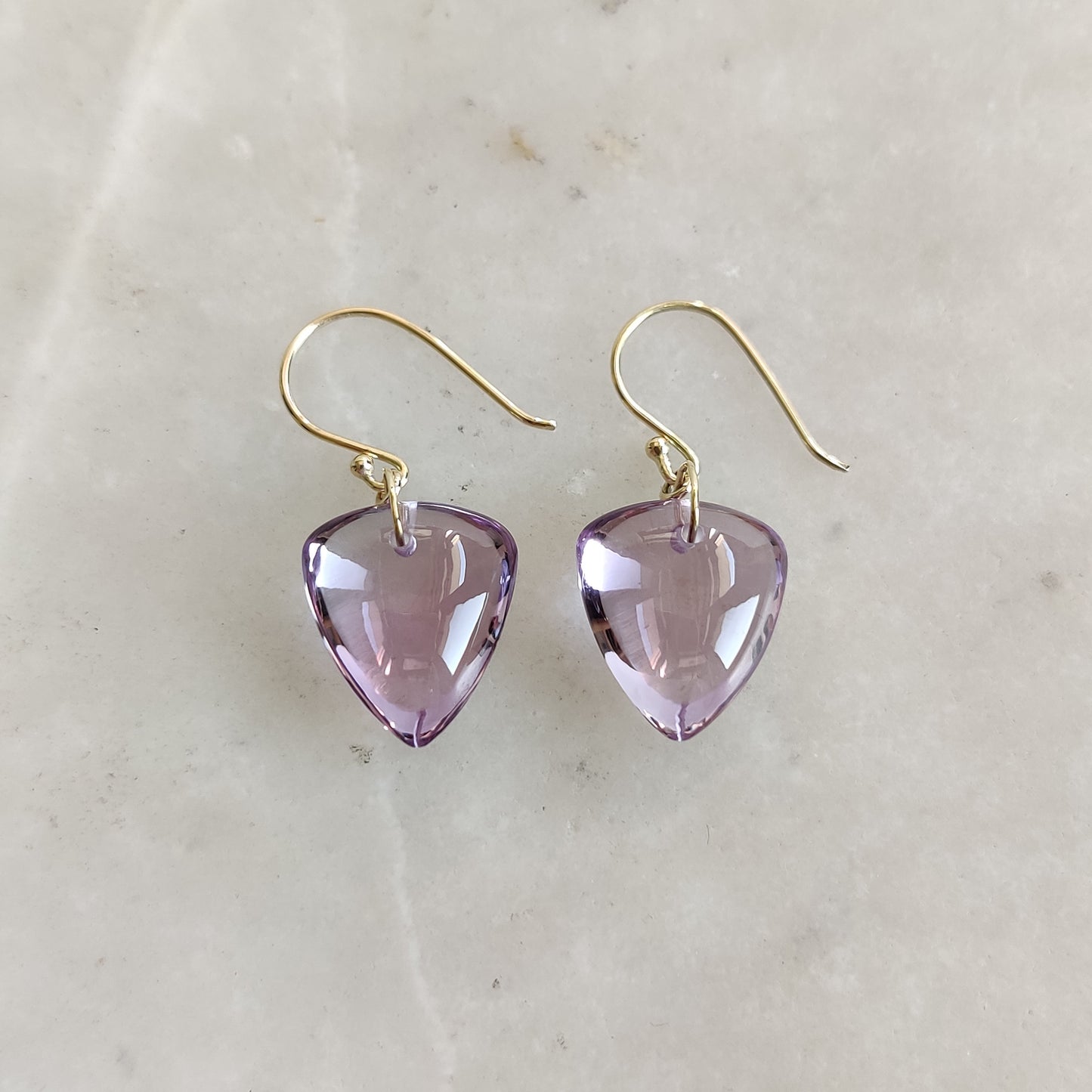 14K Gold Pink Amethyst Drill Earrings, Natural Amethyst Drop Earrings, 14K Solid Yellow Gold Earring, February Birthstone, Drill Earring