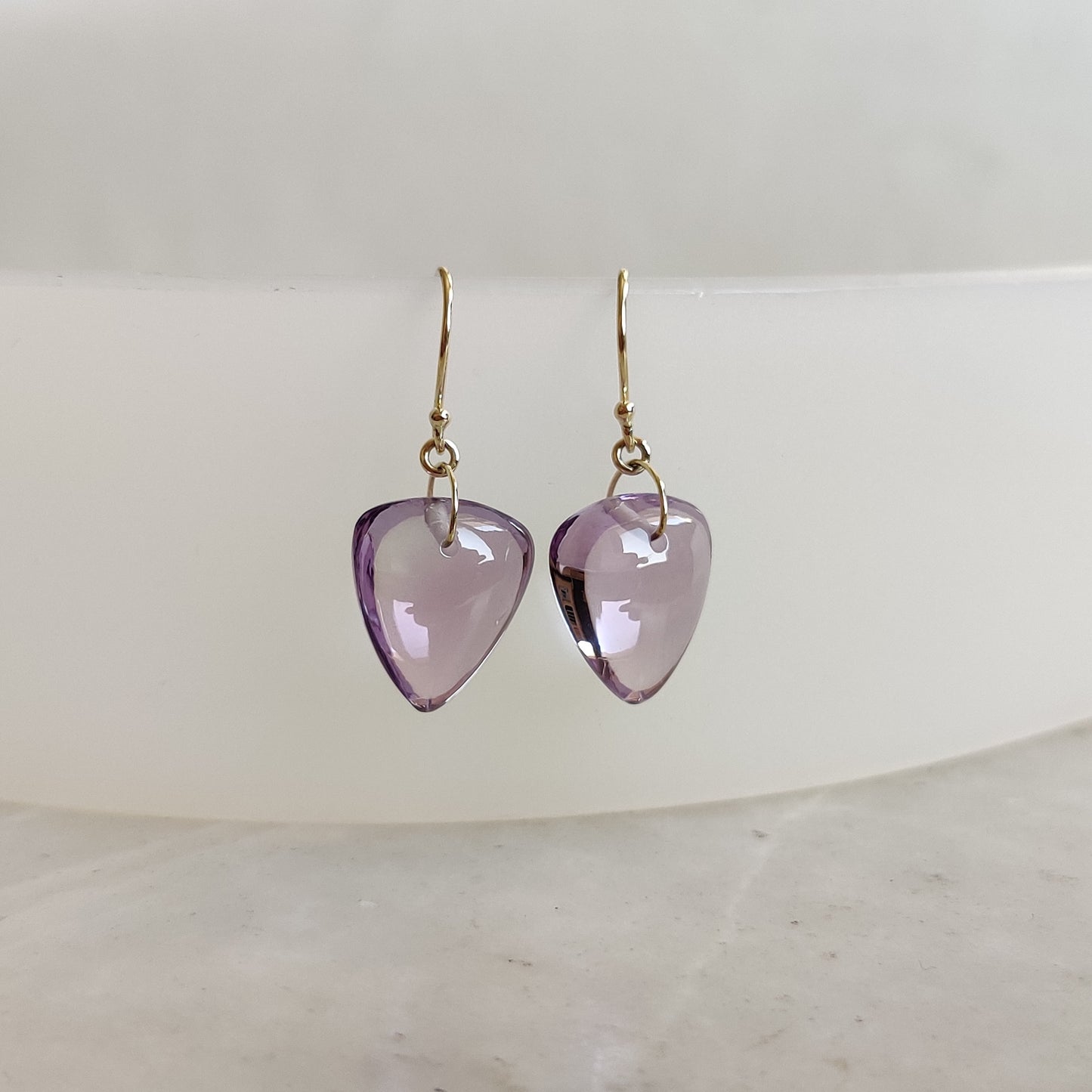 14K Gold Pink Amethyst Drill Earrings, Natural Amethyst Drop Earrings, 14K Solid Yellow Gold Earring, February Birthstone, Drill Earring