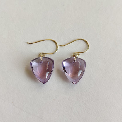 14K Gold Pink Amethyst Drill Earrings, Natural Amethyst Drop Earrings, 14K Solid Yellow Gold Earring, February Birthstone, Drill Earring