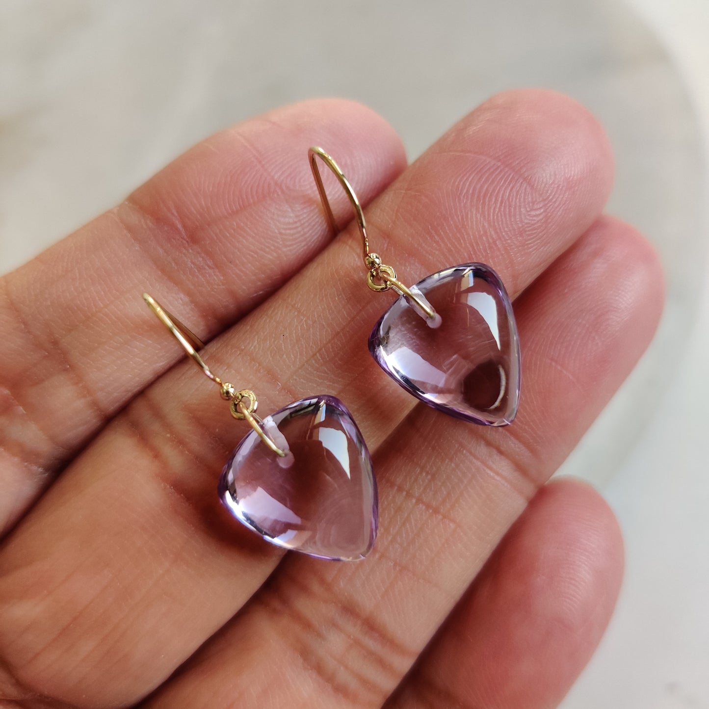 14K Gold Pink Amethyst Drill Earrings, Natural Amethyst Drop Earrings, 14K Solid Yellow Gold Earring, February Birthstone, Drill Earring