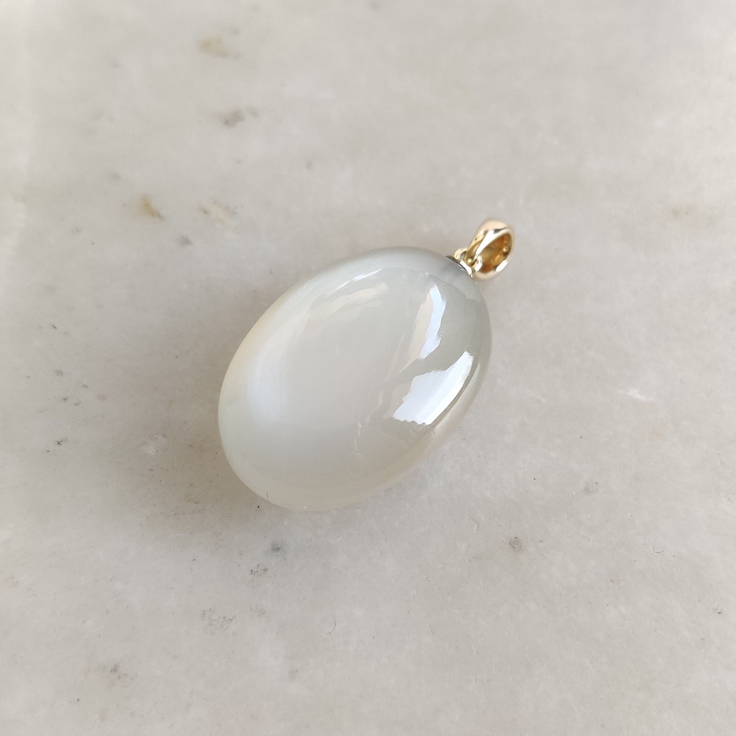 Natural White Moonstone Pendant, 14K Solid Yellow Gold White Moonstone Pendant, June Birthstone Pendant, Christmas Gift, Moonstone Jewelry