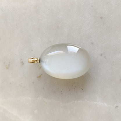 Natural White Moonstone Pendant, 14K Solid Yellow Gold White Moonstone Pendant, June Birthstone Pendant, Christmas Gift, Moonstone Jewelry