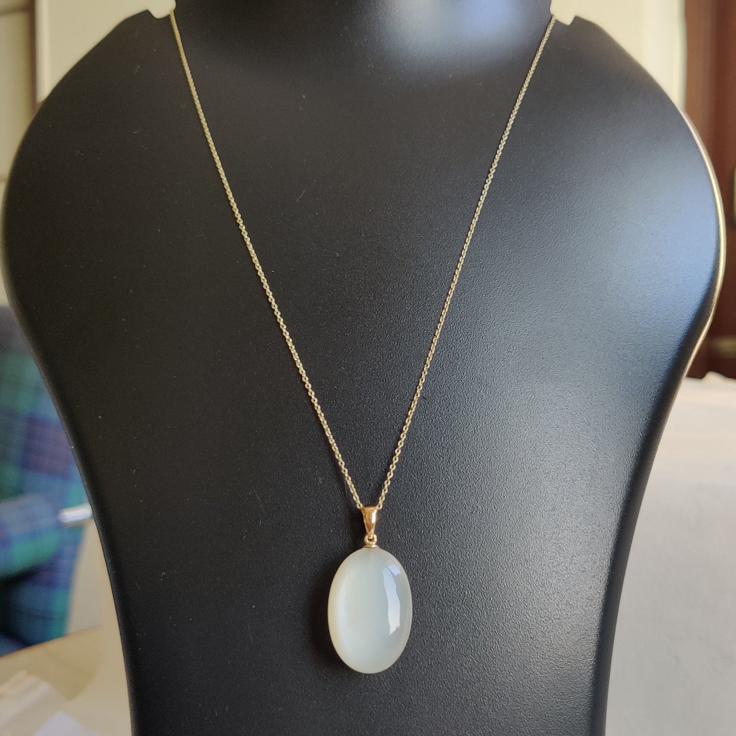 Natural White Moonstone Pendant, 14K Solid Yellow Gold White Moonstone Pendant, June Birthstone Pendant, Christmas Gift, Moonstone Jewelry