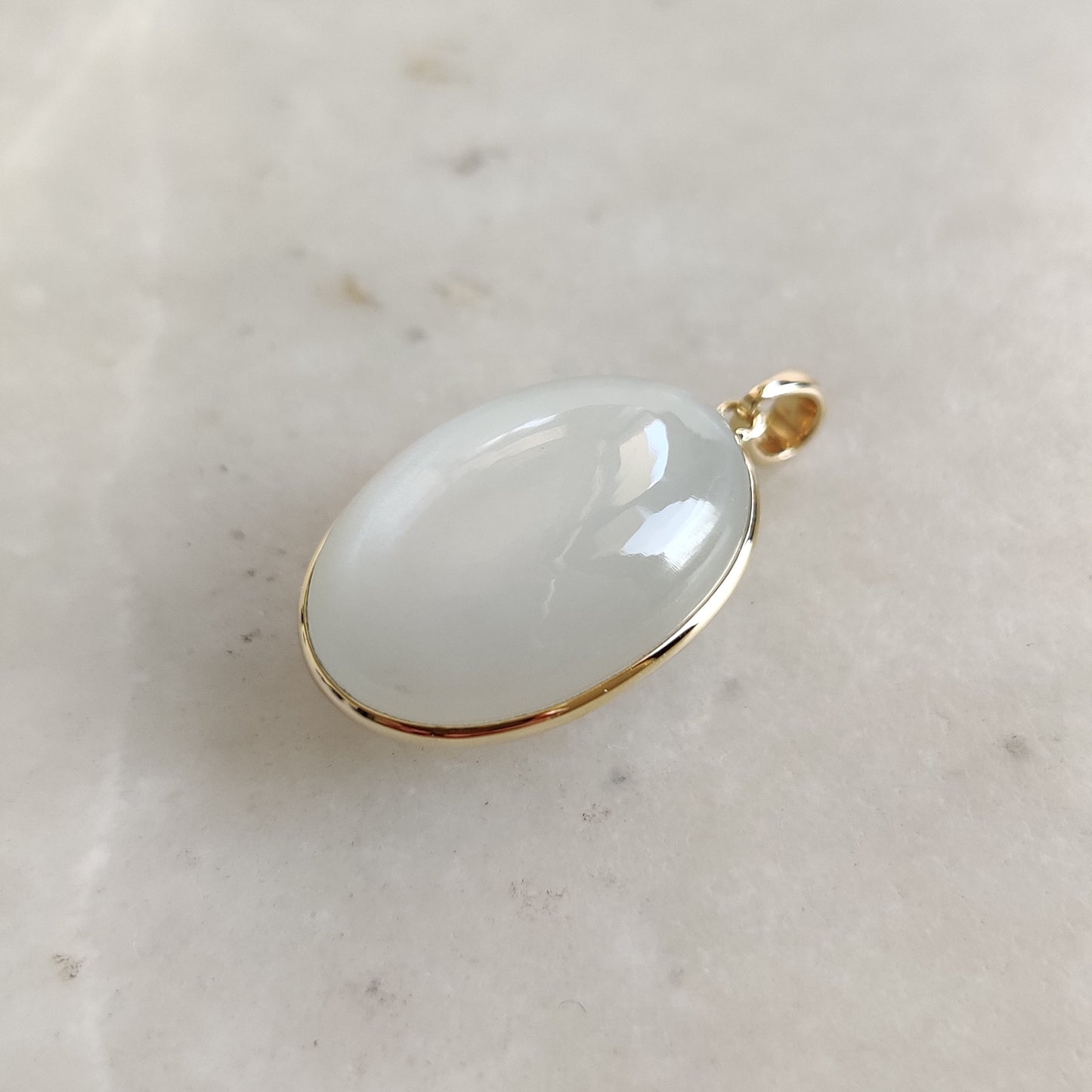 Colgante de piedra lunar blanca natural, colgante de piedra lunar de oro amarillo macizo de 14 quilates, colgante de piedra natal de junio, joyería de piedra lunar, regalo de Navidad